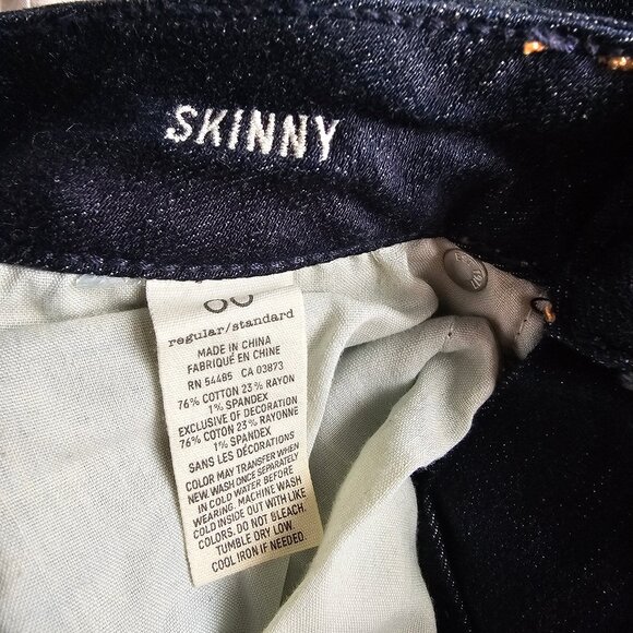 American Eagle Low Rise Patchwork Skinny Jeans - 2012 - Dark Wash - Sz 00 Reg - Picture 5 of 16